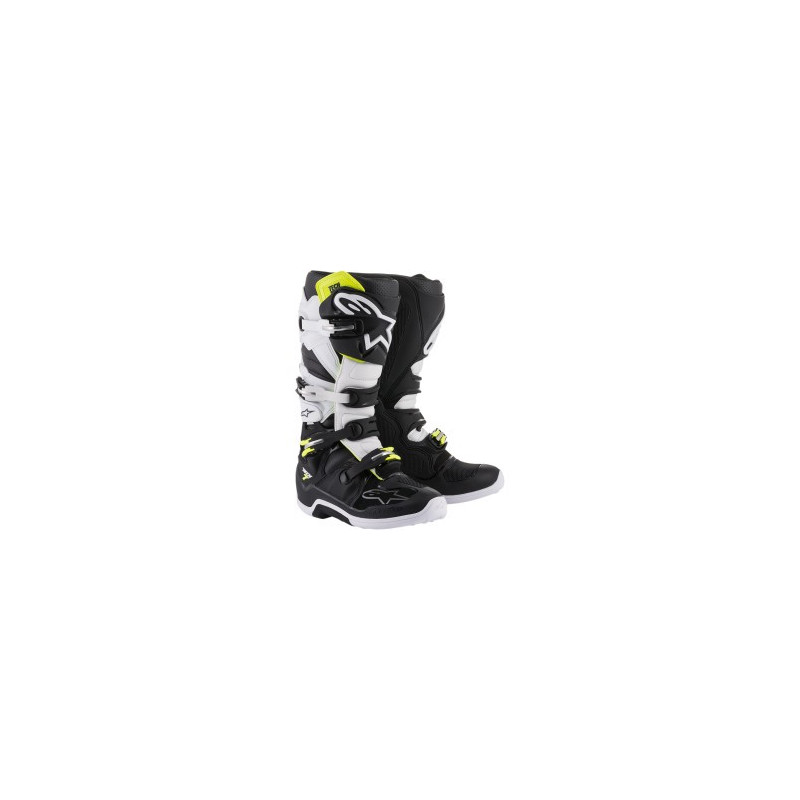 Bottes ALPINESTARS Tech 7 Blanches/Noires/Jaunes Fluo PROMOTION