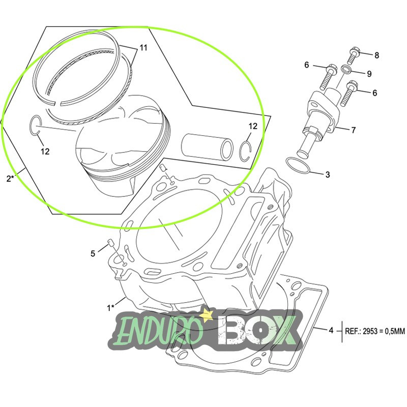 Piston SHERCO 500cc SEF 19-Auj EnduroBox