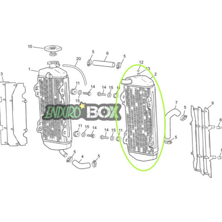 Radiateur Gauche SHERCO 4.5i/5.1i 09-13 Enduro box 