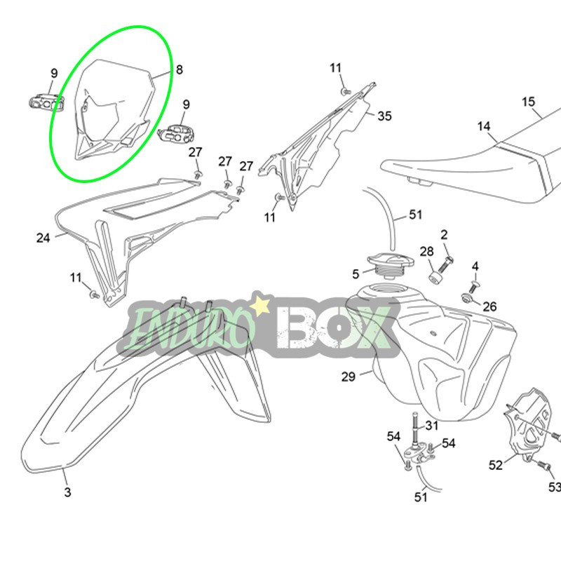 Plaque Phare Noire SHERCO 50cc 15-Auj Enduro Box