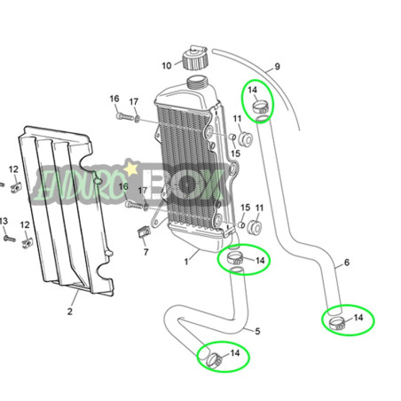 Collier K025 Durite de Refroidissement SHERCO 50cc 14-Auj Enduro Box