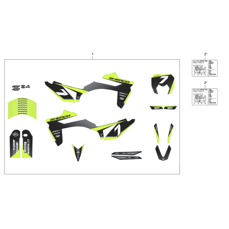 Kit déco Silver R SM SHERCO 50cc 14-Auj Enduro Box