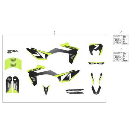 Kit déco Silver R SM SHERCO 50cc 14-Auj Enduro Box