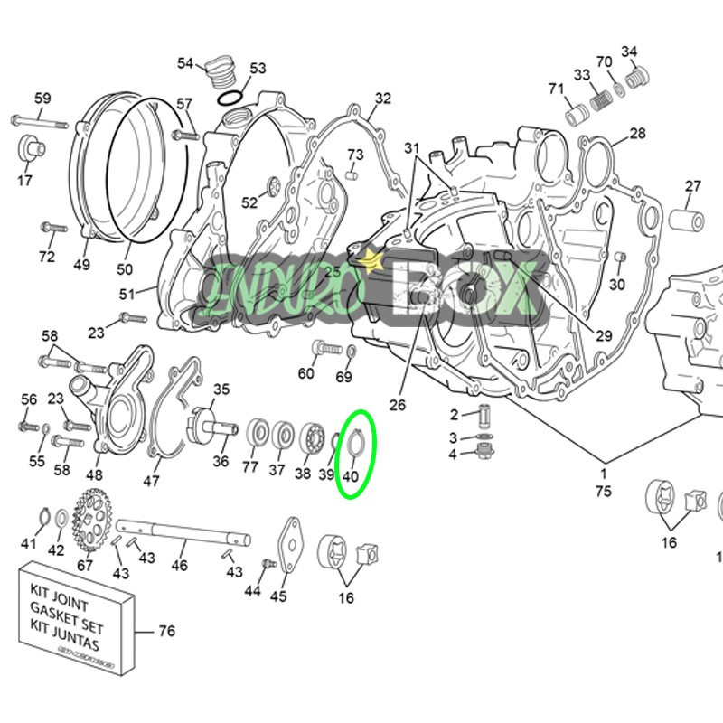 Clips Carter Axe Pompe à Eau SHERCO SEF 04-Auj Enduro Box
