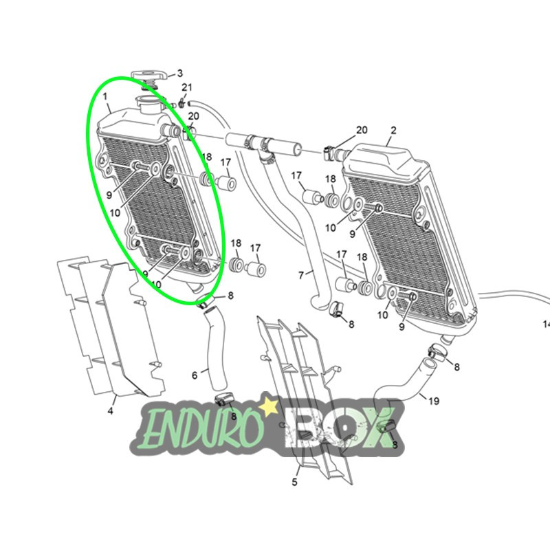 Radiateur Droit SHERCO 125cc 18-21 Enduro box 