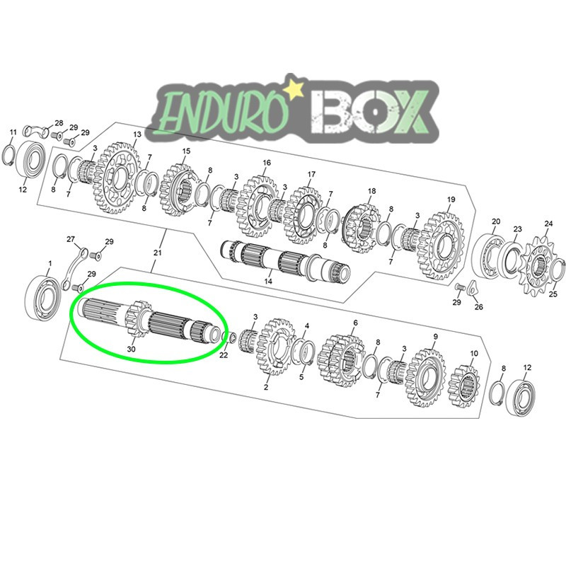 Axe Primaire de Selection SHERCO 250/300cc SE 21-Auj Enduro Box