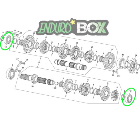 Roulement Sortie de Boite de Vitesse SHERCO 250/300cc SE et 450/500 SEF 21-Auj Enduro Box