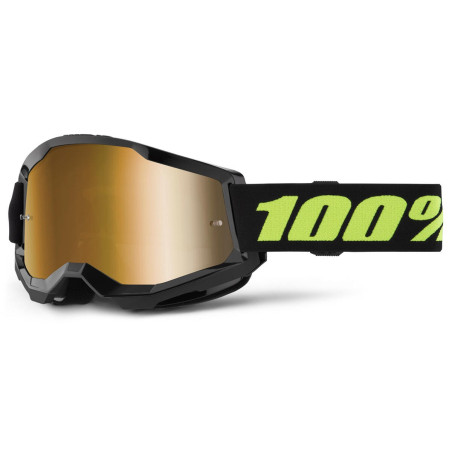 Lunettes 100% Strata 2 Noires Ecran Mirror Gold Enduro Box