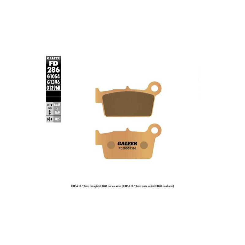 Plaquettes de Frein Arrière GALFER G1396 Sintered Nissin GG/Rieju/TM/Yam Enduro Box