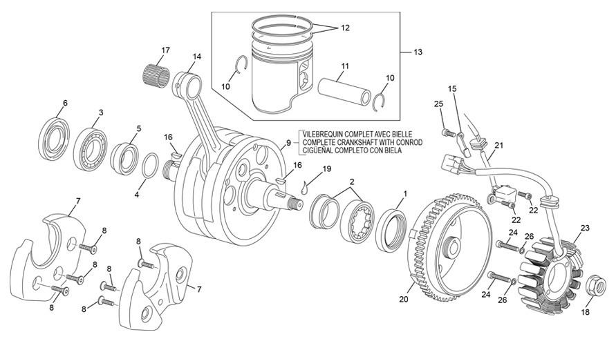 vilebrequin assemblé [250 SE-F 2T FACTORY [2025 [Enduro]]]