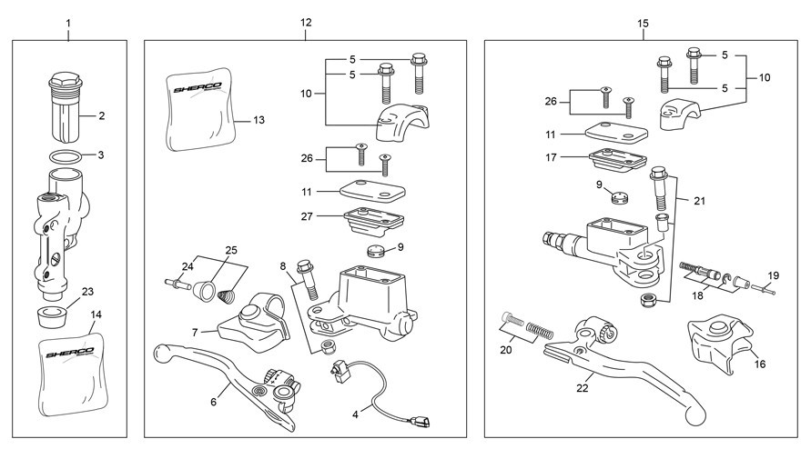 maitre cylindre frein avant - embrayage - arrière [125 SE FACTORY [2025 [Enduro]]]