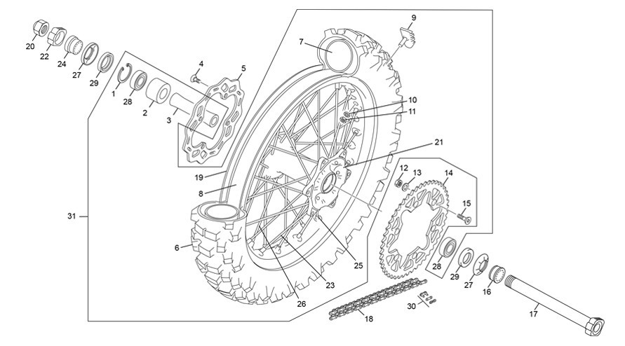 roue arrière [125 SE FACTORY [2025 [Enduro]]]