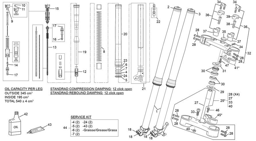 fourche kayaba [450 SEF-F 4T FACTORY [2024 [Enduro]]]