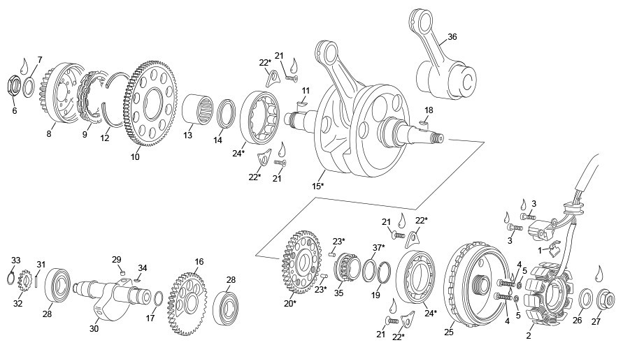 vilebrequin assemblé [450 SEF FACTORY [2022 [Enduro]]]