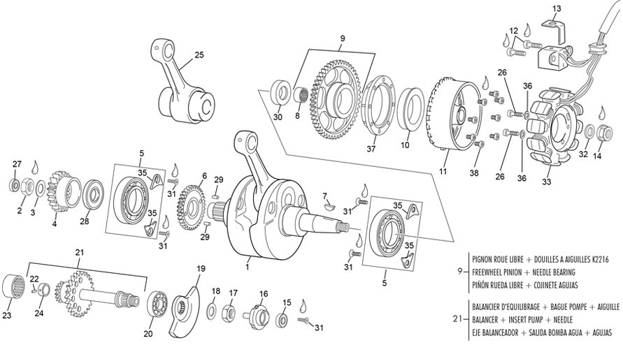vilebrequin assemblé [250 SEF-R RACING [2020 [Enduro]]]
