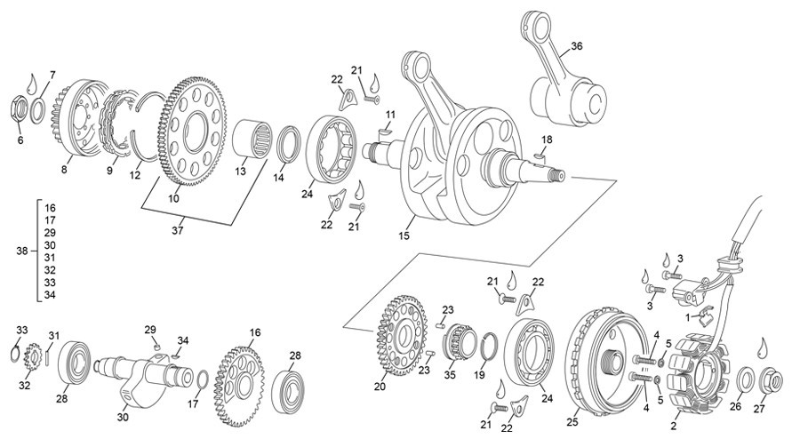 vilebrequin assemblé [500 SEF FACTORY [2020 [Enduro]]]