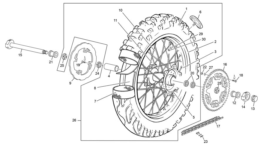 roue arrière [125 SE FACTORY [2020 [Enduro]]]