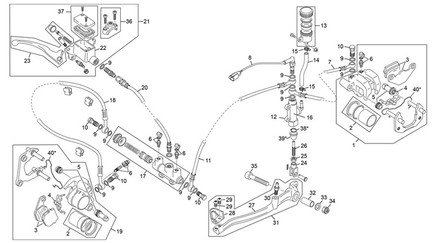 systeme de freinage complet avant-arriere [125 HRD SM BLACKMOON RS [2024 [50 / 125]]]