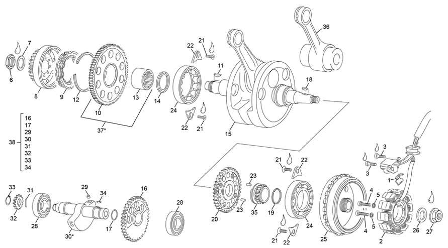 vilebrequin assemblé [450 SEF FACTORY [2021 [Enduro]]]
