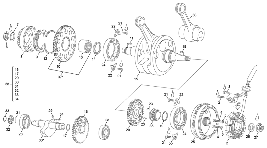 vilebrequin assemblé [450 SEF RACING [2021 [Enduro]]]