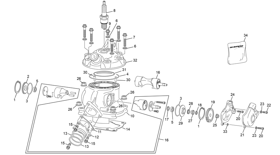 cylindre - culasse [125 SE RACING [2021 [Enduro]]]